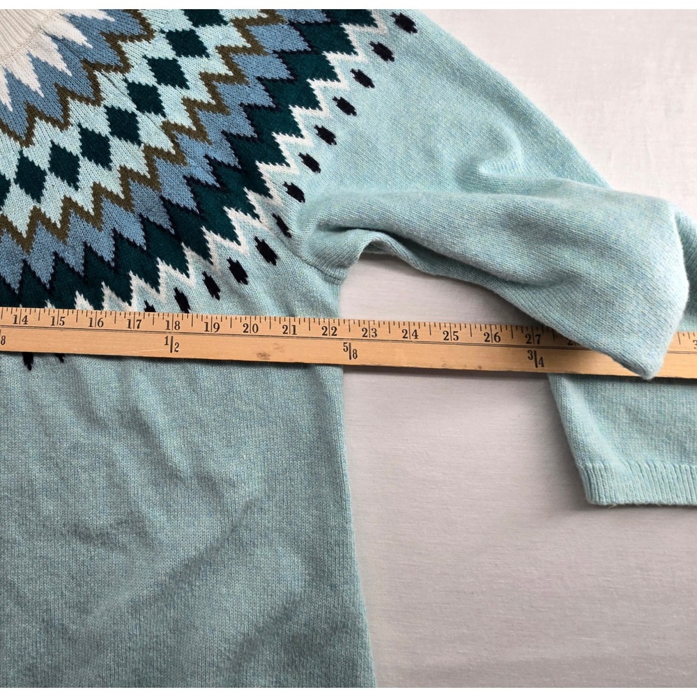 Talbots Sweater Womens 2X Blue Fair Isle Mock Neck Pullover Preppy Cabin Ski - Picture 3 of 8